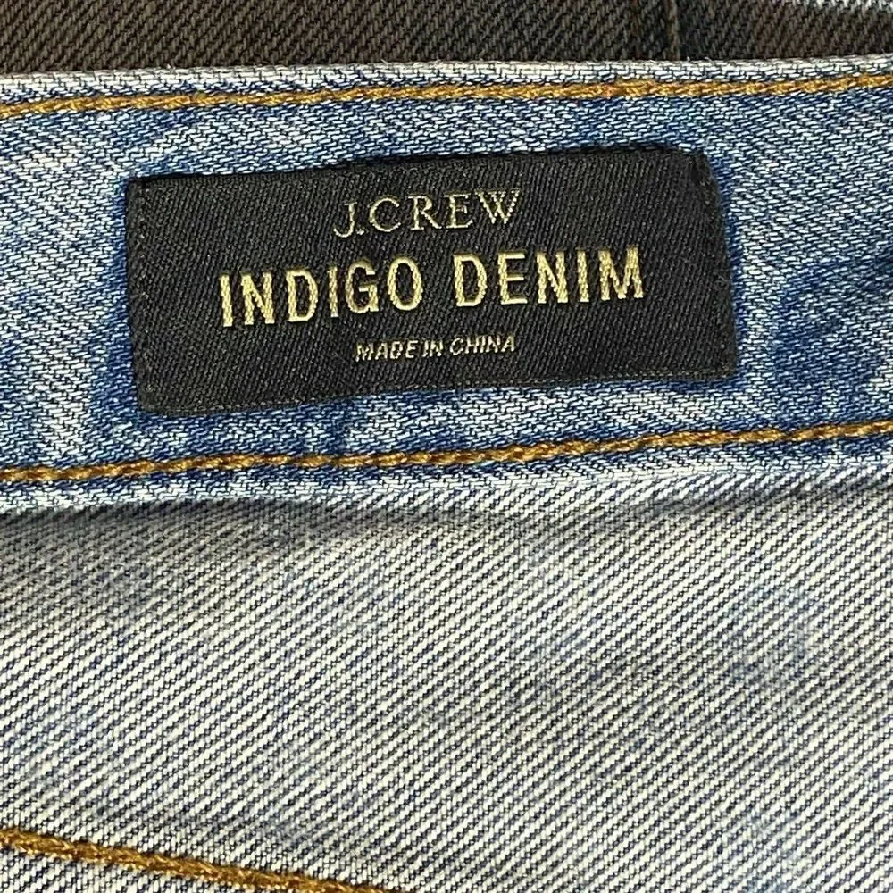 J. Crew Indigo Denim Print Raw Hem Women's Jean Shorts Size 28